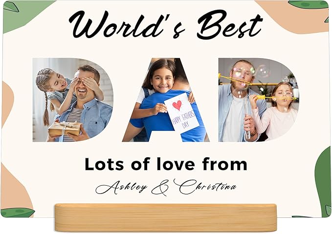 Personalized Father's Day Gifts for Dad from Kids Daughter Son, Customized Metal Picture print for Dad,Custom Metal Photo gifts for Dad - Gift Wrapping Available