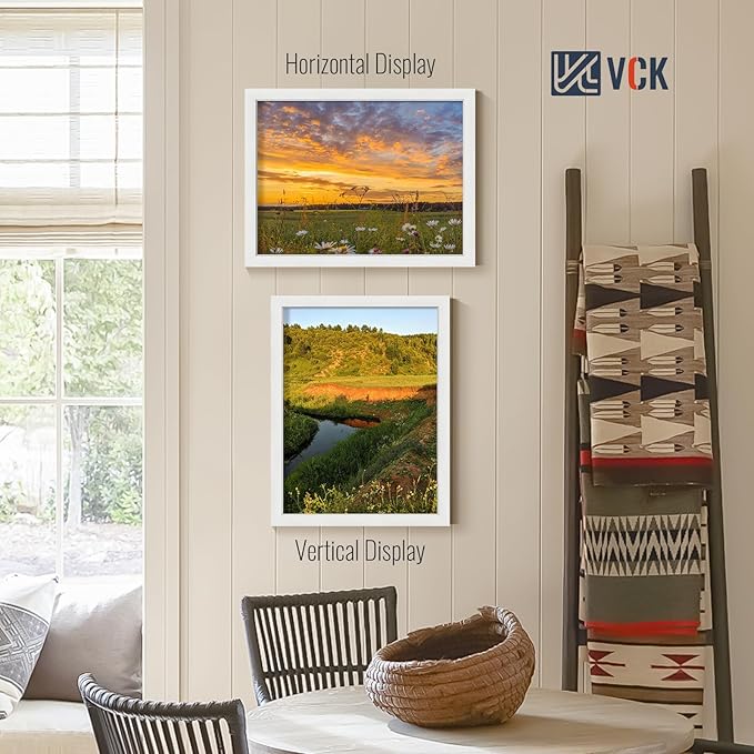 VCK 18x24 Poster Frames white Set of 6, Wide Border Wood Picture Frame, Multi-Directional Display Family Photos, Office Prints, Studio/Gallery Artwork, Woodgrain Series, Wall Hanging