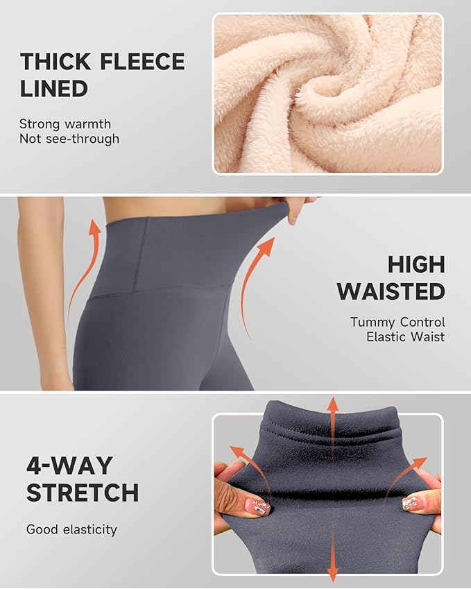 GAYHAY Fleece Lined Leggings for Women – Thick Winter Warm Thermal High Waisted Tummy Control Workout Yoga Pants