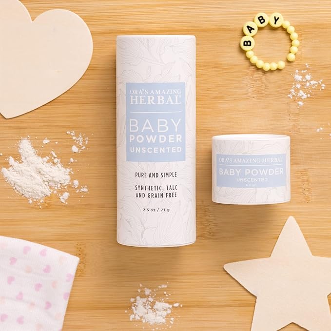 Ora's Amazing Herbal Talc Free Baby Powder, Cornstarch Free, Unscented Fragrance Free Arrowroot Powder