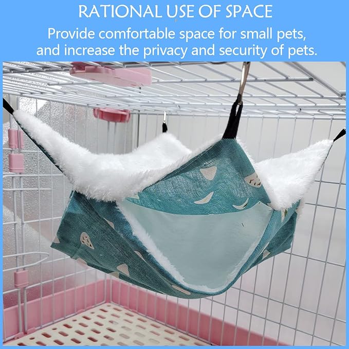 LEFTSTARER Pet Small Animal Hanging Hammock Ferret Bunkbed Hammock Cage Toy for Hamster Rat Sugar Glider Parrot Guinea Pig Hideout Play Sleep (Sweet Candy)
