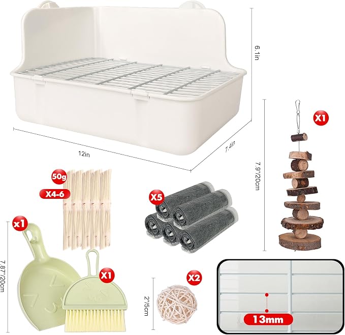 RUBYHOME Rabbit Litter Box Bunny Litter Box Guinea Pig Potty Trainer Corner Bedding Pet Potty Pan for Rabbit Guinea Pig Ferret Small Animal Cage Accessories