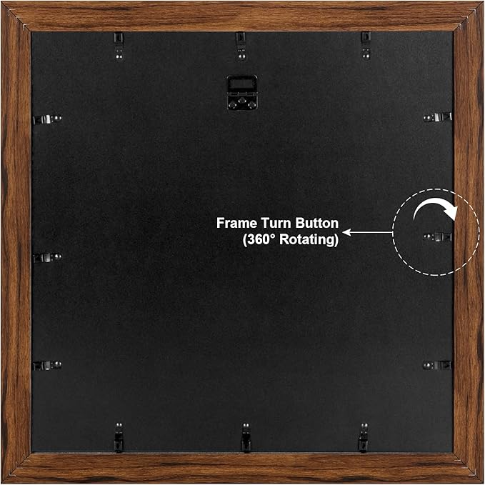 17x17 Picture Frame Display 9 opening 4X6 Picture Frame Collage,Multi Photo Frame with Mat,Plexiglass,Wall Mount Decor,Carbonized Brown Wood Grain