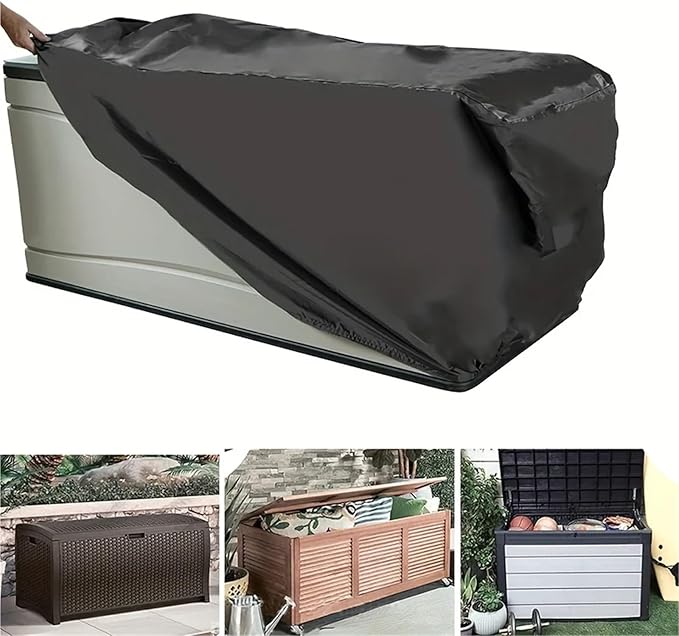 1pc Outdoor Terrace Box Cover, Deck Weatherproof Furniture Protective Protection(Silver,123x63x55cm)