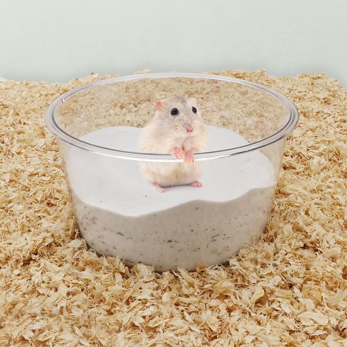 Wontee Hamster Sand Bath Sand Box Container Digging Hamster Bathroom for Hamsters Mice Syrian Hamsters Gerbils Small Animals (Circle- 7.1" x 3.9")