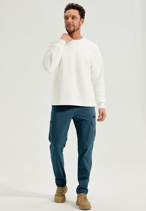 MOURCE Hiking Pants Men Lightweight Quick-Dry - Water Resistant Stretch Travel Pants with 7 Pockets for Outdoor Fishing