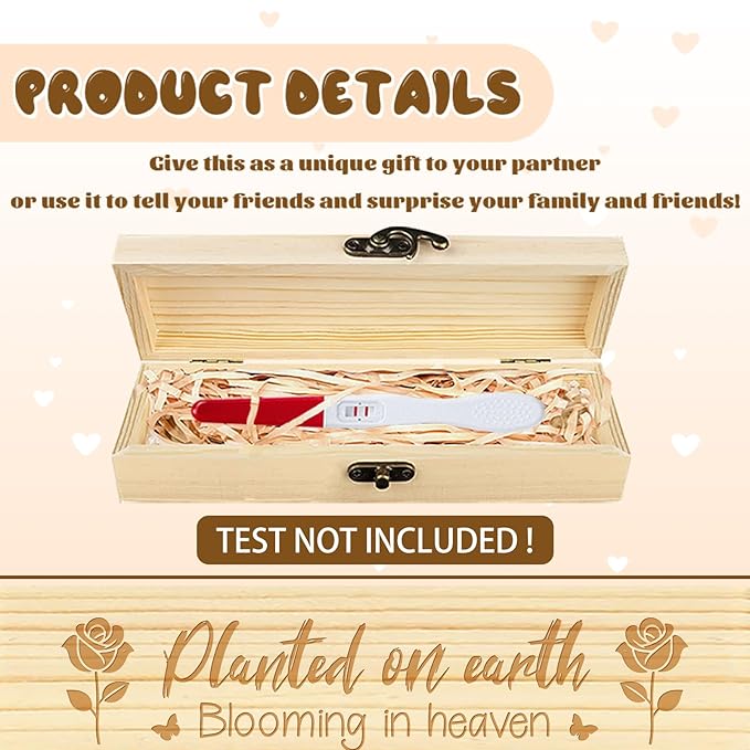 CHGCRAFT Lost Baby Sympathy Gift Keepsake Box Rose Butterfly Flowers Wooden Loss of Baby Sympathy Gifts Box with Raffia Ribbon and Lock Announcement Gifts for Mom Dad, 8x2x1.2 inch