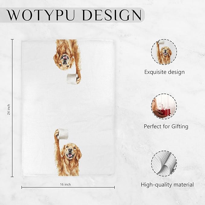 Funny Golden Retriever Gifts Bathroom Hand Towels, Golden Retriever Dog Lovers Gifts Decorative Hand Towels for Kids Guest Bathroom Washroom Half Bath, 16X24 Inch