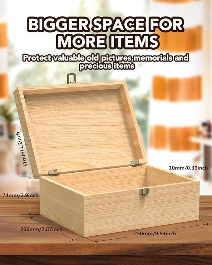 EXISTING Wooden Memory Keepsake Box, Floral Heart Engraved Keepsake Boxes with Lock, Art Box for Anniversary, Wedding, Memory, Birthday, Valentines Day for Keepsakes, Wood Box for Office or Home
