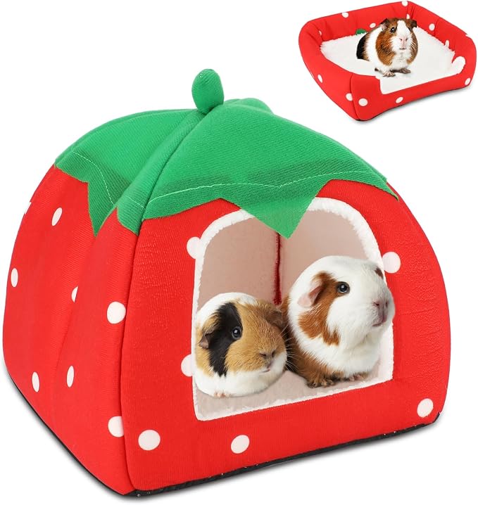 BWOGUE Guinea Pig Bed Hideout, Washable Hamster Cave for Small Animals | Removable Cushion for Cleaning, Warm Fleece Nest, Washable Bed, 10 x 9.8 x 9 in, Dwarf Rabbits Hedgehogs