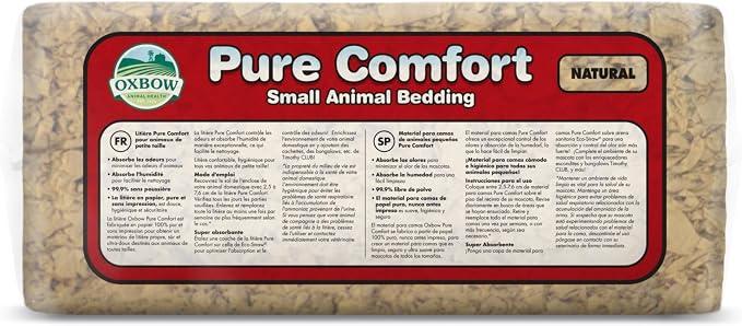 Oxbow Small Animal Bedding, Hamster, Guinea Pig, Rabbit, Natural, USA, 56 L | Pure Comfort, Hamster Bedding, Guinea Pig Bedding, Low Dust, Virgin Paper, Litter Box, Bunny, Rats, Gerbils, Chinchillas