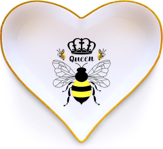 Bee Ring Holder Dish Tray, Gifts For Women Teens Girls, Bee Lovers Themed Stuff Accessories Things Decor Merch, Home Room Ring Earrings Necklace Organizer Holder!