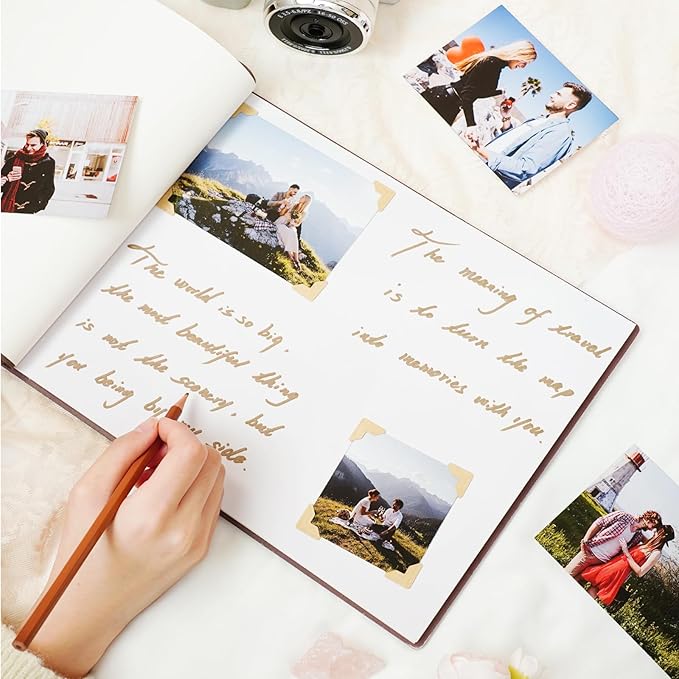 Personalized Travel Photo Album,Wooden Scrapbook Albums, Custom Adventure Photo Album,Memory Book for Couples, Friend, Family, Travel Memories