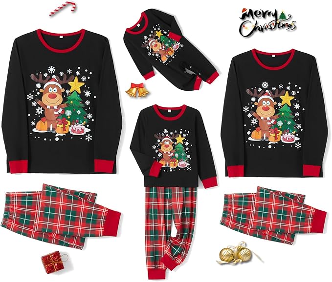 WephuPSho Christmas Family Matching Pajamas, Festive Xmas Jammies Sets for the Whole Family, Holiday Pjs Christmas