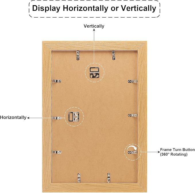 11x17 Picture Frame Display 2 opening 8X10 Double Picture Frame Collage,Multi Photo Frame with Mat,Plexiglass,Wall Mount Decor,Natural Wood Grain