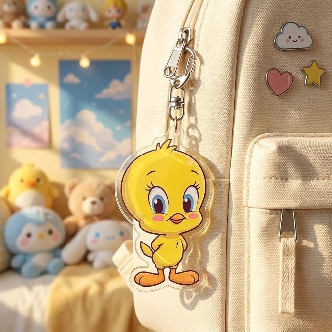 PumpCar Acrylic Keychain Double-Sided Charm Key Ring with Metal Clip Backpack Charm Bag and Car Key Accessory Collectible
