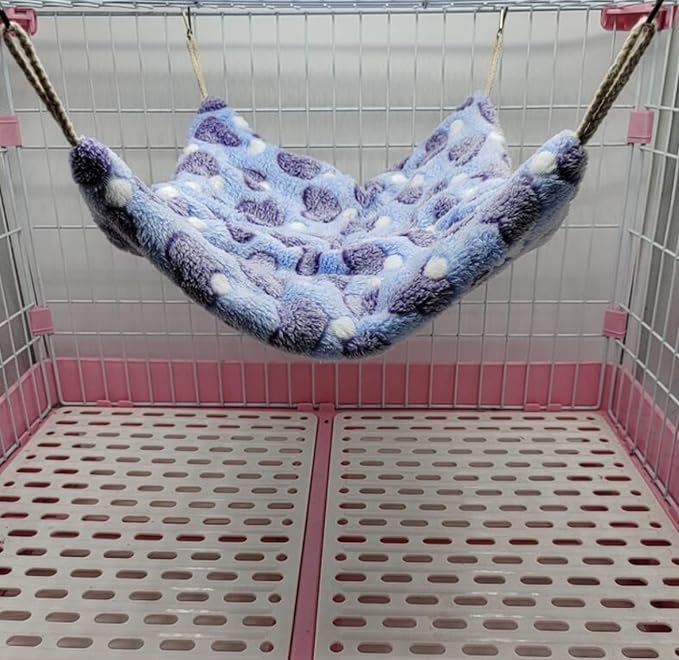 ISMARTEN Small Animal Hanging Hammock, Pet Hanging Nap Sack Sleep Bag Bed, Cage Hammock Beds for Ferret Guinea-Pig Sugar Glider Hamster Rat Mice Chinchilla Flying Gerbil and Squirrel (Purple)