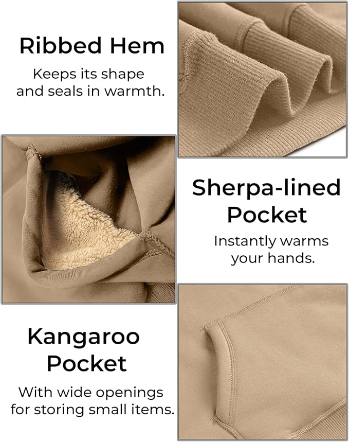 Boladeci Men's Sherpa Lined Hoodie Sweatshirts Heavy Fleece Cotton for Winter Cold Weather