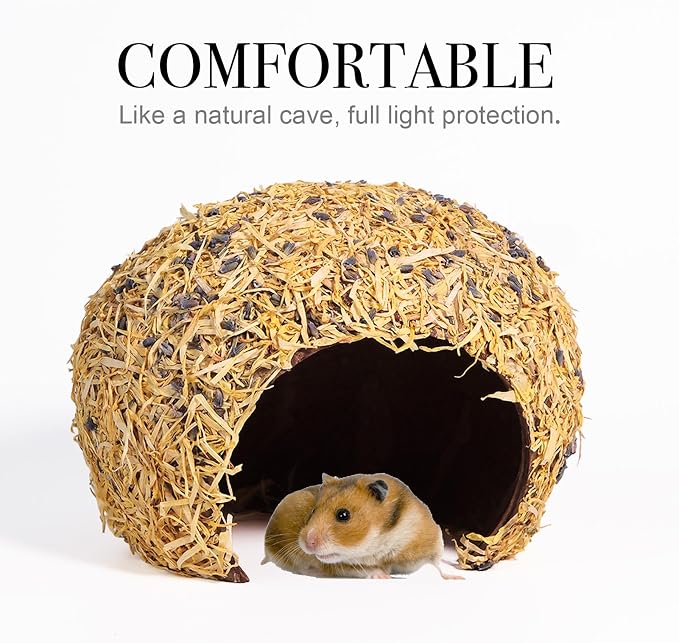 Hamster Hideout - Large, Natural Flowers, Handcrafted for Syrian Hamsters, Rats & Guinea Pigs, Safe & Eco-Friendly (Flower,Large)
