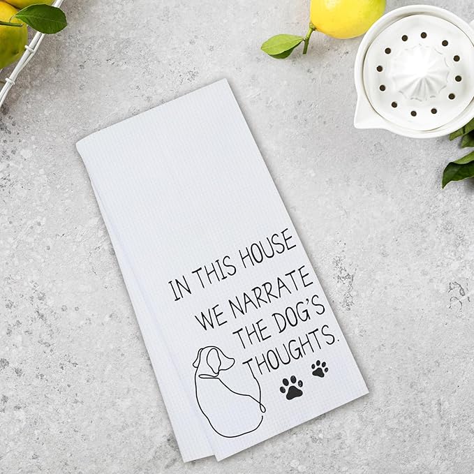 Kitchen Towels for Friends, Gifts for Dog Lovers, Funny Dish Towels for Dog Moms (16x24in)