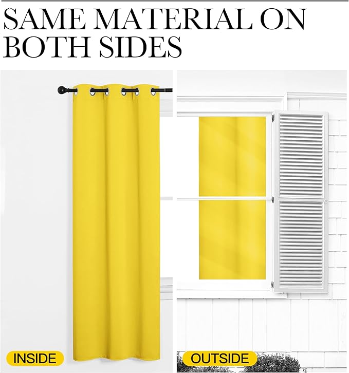 NICETOWN Bright Yellow Curtains 108" Long for Office, 55" Wide, 2 Pieces, Dining Room, Guest Room, Sound Reducing Heat and Cold Block Curtain Panels for Modern Room Decorative