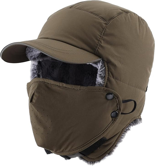 Connectyle Trapper Hat for Men Women Faux Fur Winter Hat with Ear Flaps Water-Resistant Hunting Hats Ushanka Skiing Cap