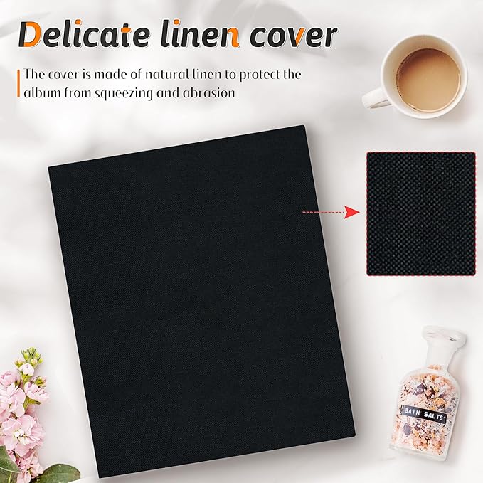 Popotop Photo Album 4x6 100 Pockets for Wedding Gifts,Linen Hardcover Picture Albums for Family Anniversary Baby Vacation Pictures