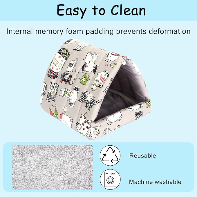 UPINS 2 Pack 9.8 inches Guinea Pig Bed,Guinea Pig Hideout | Washable Small Animal House Cage Accessories, for Dwarf ,Rabbits ,Chinchillas Hamsters, Hedgehogs,Rats