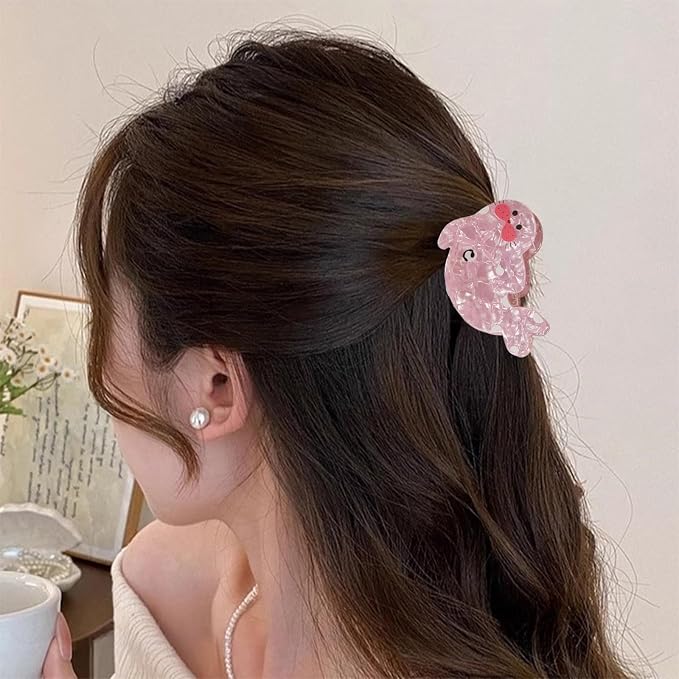 Cute Sea Lion Hair Clips - 1pc Ocean Animal Hair Jaw Clip Kawaii Pink Sea Lion Acetate Hair Barrettes Acrylic Hair Styling Accessories Spring Summer Hair Claw Clip for Women Thick & Thin Hair
