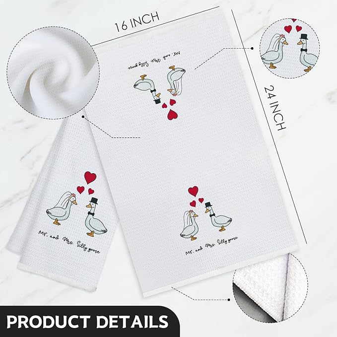 Goose Kitchen Towels, Wedding Gifts for Newlyweds Couples Hand Towels, Mr and Mrs Gifts Dish Towels Tea Towels, Decorations Hand Towels, 16x24 Inch