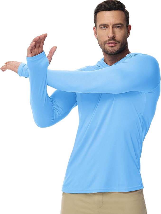 Boladeci Men's UPF 50+ Sun Protection Lightweight Hoodie Shirts Long Sleeve Fishing Shirt SPF UV Hiking Swim