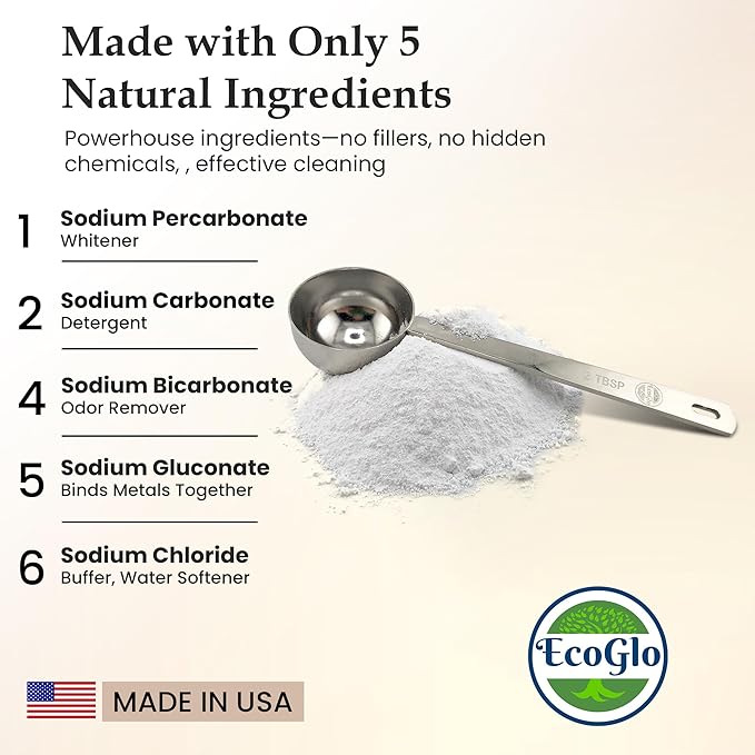 Natural Laundry Detergent Powder : Unscented Powder Laundry Detergent, Sustainable Products, Kids & Toddler Safe, 80 Loads, Biodegradable, Super Washing Soda Formula, USA Made