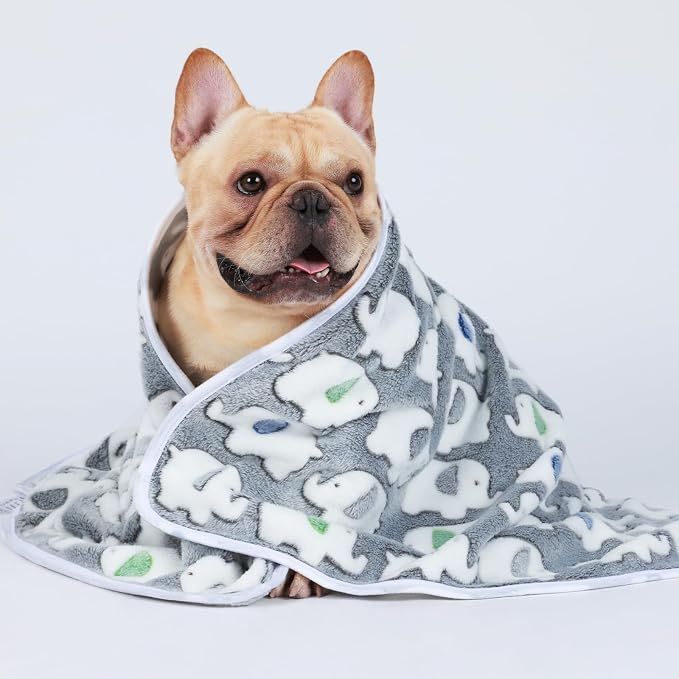 Luciphia 3 Pack Cute Dog Blankets Soft Fleece for Small Puppy Cat,23"x16" | Fuzzy Flannel Small Pet Blanket Washable, Cute Elephant Print for Crate Car Bed. Puppy Essential,Cat Stuff Gifts,Small