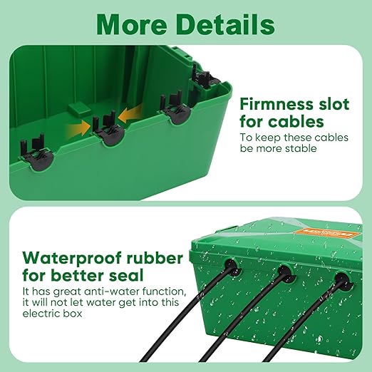 Blumway Large Outdoor Electrical Box (12.5x8.5x5 inch), IP54 Waterproof Outdoor Outlet Extension Cord Cover Weatherproof, Protect Outlet, Plug,Power Strip,Timer, Socket,Holiday Light (Green)