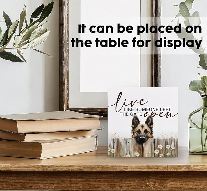 Live like Someone Left the Gate Open Belgian Malinois Wooden Signs,Farm Cottagecore Animal Office Kitchen Bedroom Decor,Rustic Farmhouse Home Decor Signs,Belgian Malinois Gifts for Women