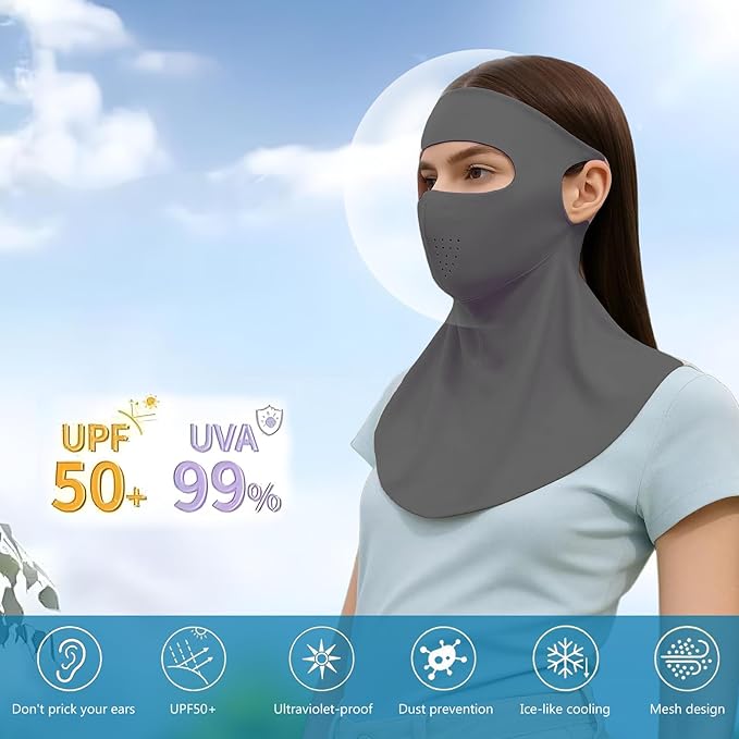 PROUDDEMON Summer Sun Protection Women Face Neck Shield Cover, Sun UV Protection Men Face Neck Bandana