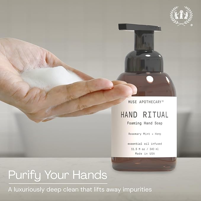 Muse Apothecary Hand Ritual - Aromatic and Nourishing Foaming Hand Soap, Infused with Natural Aromatherapy Essential Oils - USDA Certified Biobased - 11.5 oz, Coconut + Sandalwood, Pack of 3