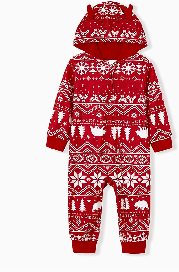 PATPAT Matching Family Christmas Onesie Pajamas – Holiday Hooded Jumpsuit Sleepwear PJs Couples Xmas Loungewear with Socks