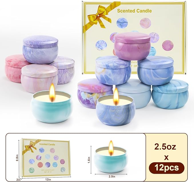 Scented Candles Gift Set for Women, Candles for Home Scented 12 Pack, Soy Wax Aromatherapy Candle Set, 300 Hour Long Lasting, Birthday Gifts for Women Best Friends Sister Colleague