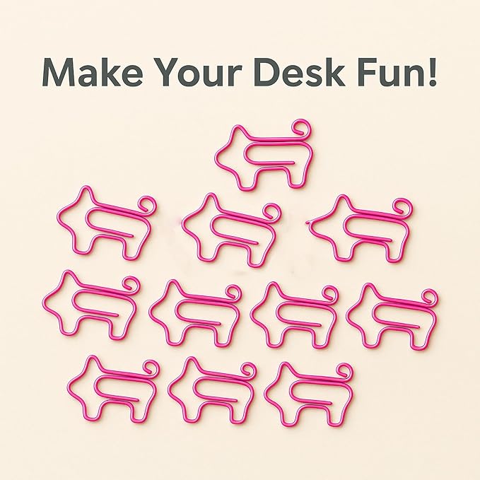 Cute Pink Pig Paper Clips Bookmarks 60 Pcs, Pig Gifts | Decorative Office Supplies and Desk Accessories, Cute Pig Gifts for Women, Teachers, Students and Pig Lovers