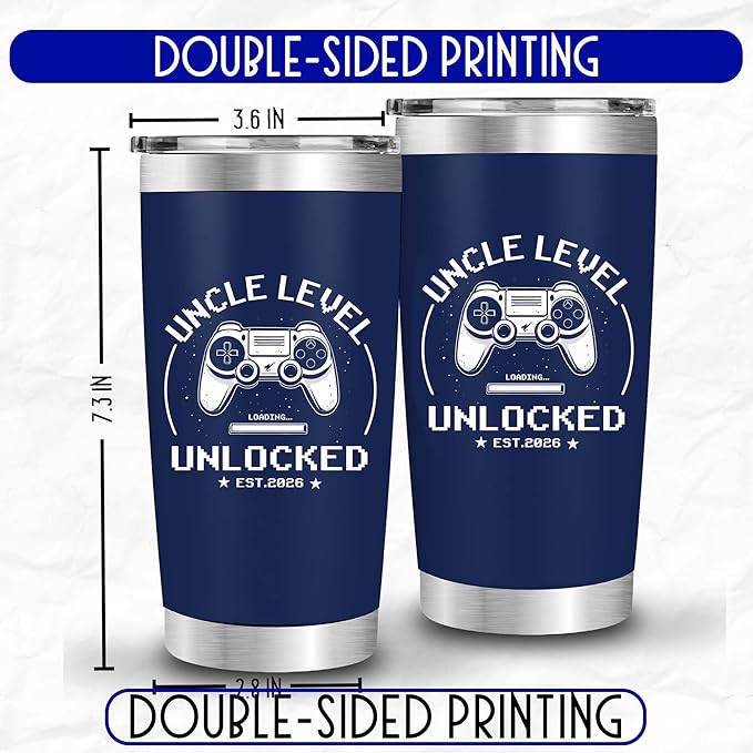 Uncle Level Unlocked Tumbler 20oz - Uncles Gifts Birthday Pregnancy Announcement Baby Gift for Promoted to Uncle 2026, You’re Going to Be an Unkie - Christmas, Father’s Day, Valentine Present