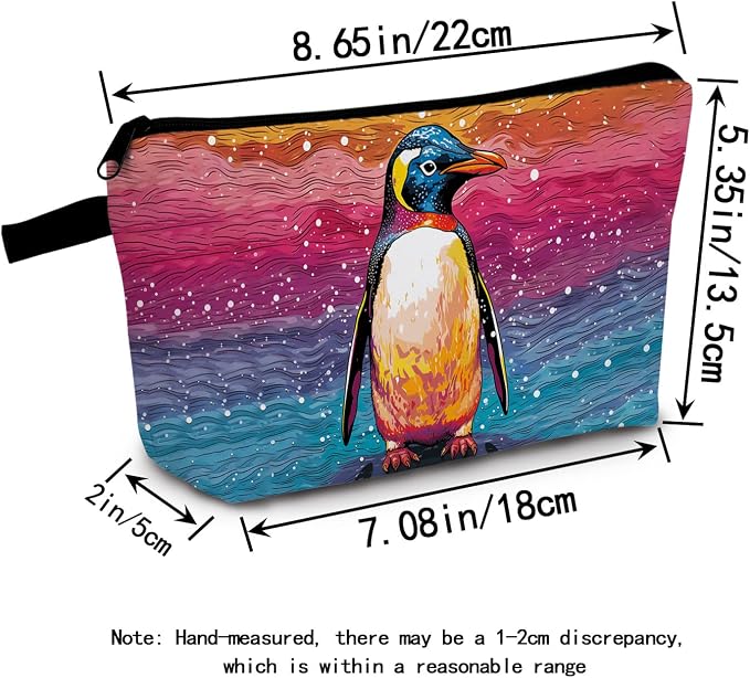 Cute Penguin Hearts Makeup Bag Travel Portable Cosmetic Pouch Toiletry Organizer Storage Bag Zipper Pouch For Women Organizer Toiletries Bag for Travel
