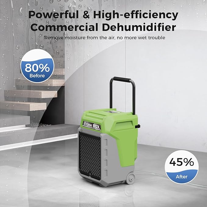 ALORAIR Storm LGR Commercial Dehumidifier with Pump & Drain Hose, Portable Industrial Dehumidifiers with Wheels for Water Damage Restore, Basement, Garage, 5 Years Warranty