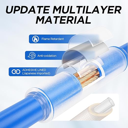 5:1 Heat Shrink Tubing Kit 500 PCS, Industry-Leading 5:1 Ratio Shrink Wrap Tubing Adhesive Lined, Heat Shrink Wire Connectors, Marine Grade Dual Wall, Waterproof Electrical Wire Tube Connectors