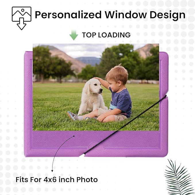 Lifting Small Photo Album 4x6 Holds 40 Photos with Customizable Cover，Mini Leather Picture Album Book for Wedding，Family，Baby Memories (Purple)