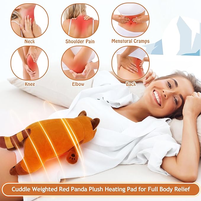 1.8lb Red Panda Stuffed Animals Plush Microwavable Heating Pad-14''Red Panda Heating Pads for Cramps &Period Pain Relief, Heatable & Coolable Stuffed Animals Bedtime Birthday Gift for Women Kids
