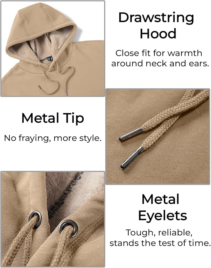 Boladeci Men's Sherpa Lined Hoodie Sweatshirts Heavy Fleece Cotton for Winter Cold Weather