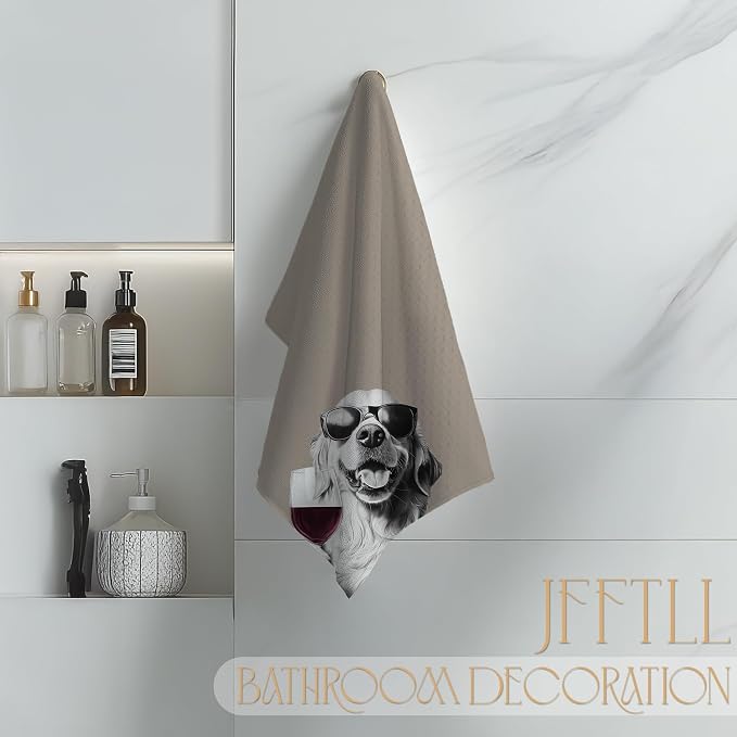 Golden Retriever Decor Kitchen Towels, Golden Retriever Gift Dish Tea Towel for Kitchen Decor, Bar Towels for Bartender, Wine Lover Gifts, 16x24 Inch（Brown）