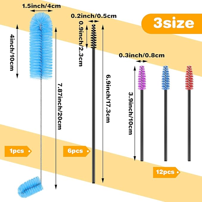 Hummingbird Feeder Cleaning Brush 19 Pieces 3 Size Mini Nylon Double Headed 2 in 1 Hummingbird Brush Hard to Reach Places Tiny Cleaning Kit(Blue)