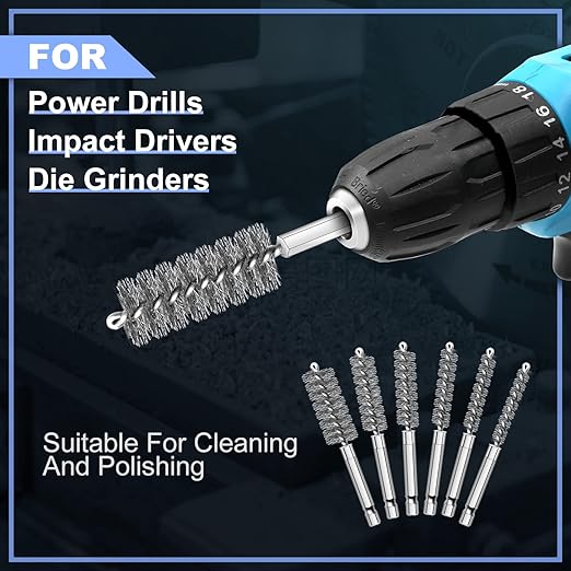 MAXAMN Wire Brush for Drill 18-Pack, Wire Brushes for Cleaning Rust Tube Automotive, Nylon, Brass, Stainless Steel Bristles Bore Brush with 1/4" Hex Shank and Tool Bag for Power Drill Impact Driver